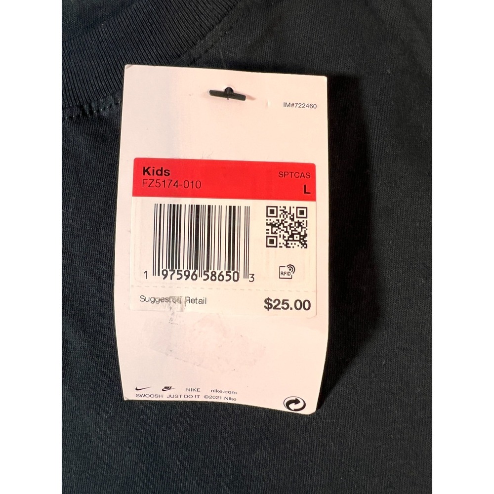 Nike Air Tee Short Sleeve Black Shirt Front Back Swoosh Logos Boys Girls Large - Picture 14 of 16